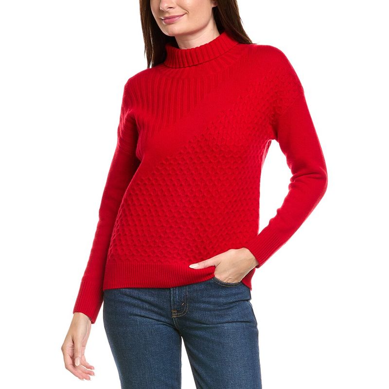 Kier+J Womens Kier + J Turtleneck Wool & Cashmere-Blend Sweater, Red